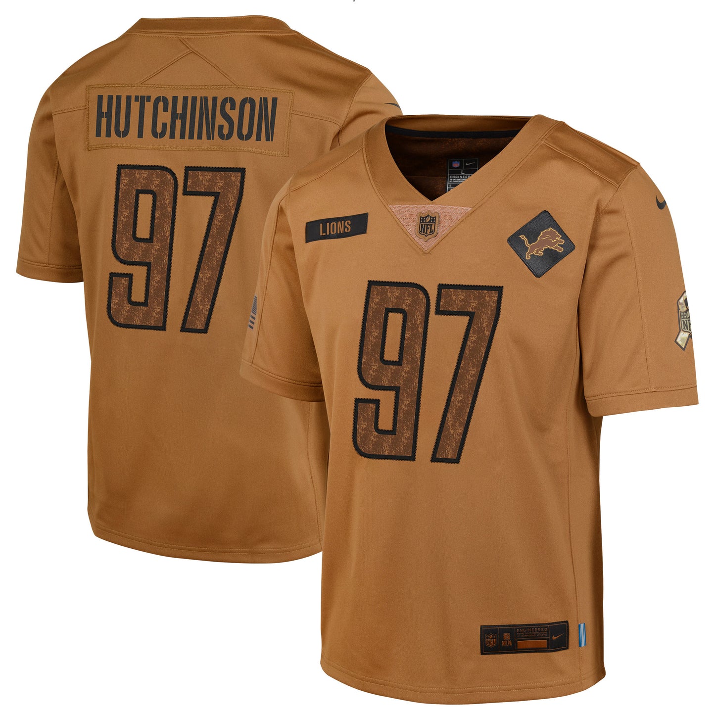 Aidan Hutchinson Detroit Lions Nike Youth 2023 Salute To Service Limited Jersey - Brown
