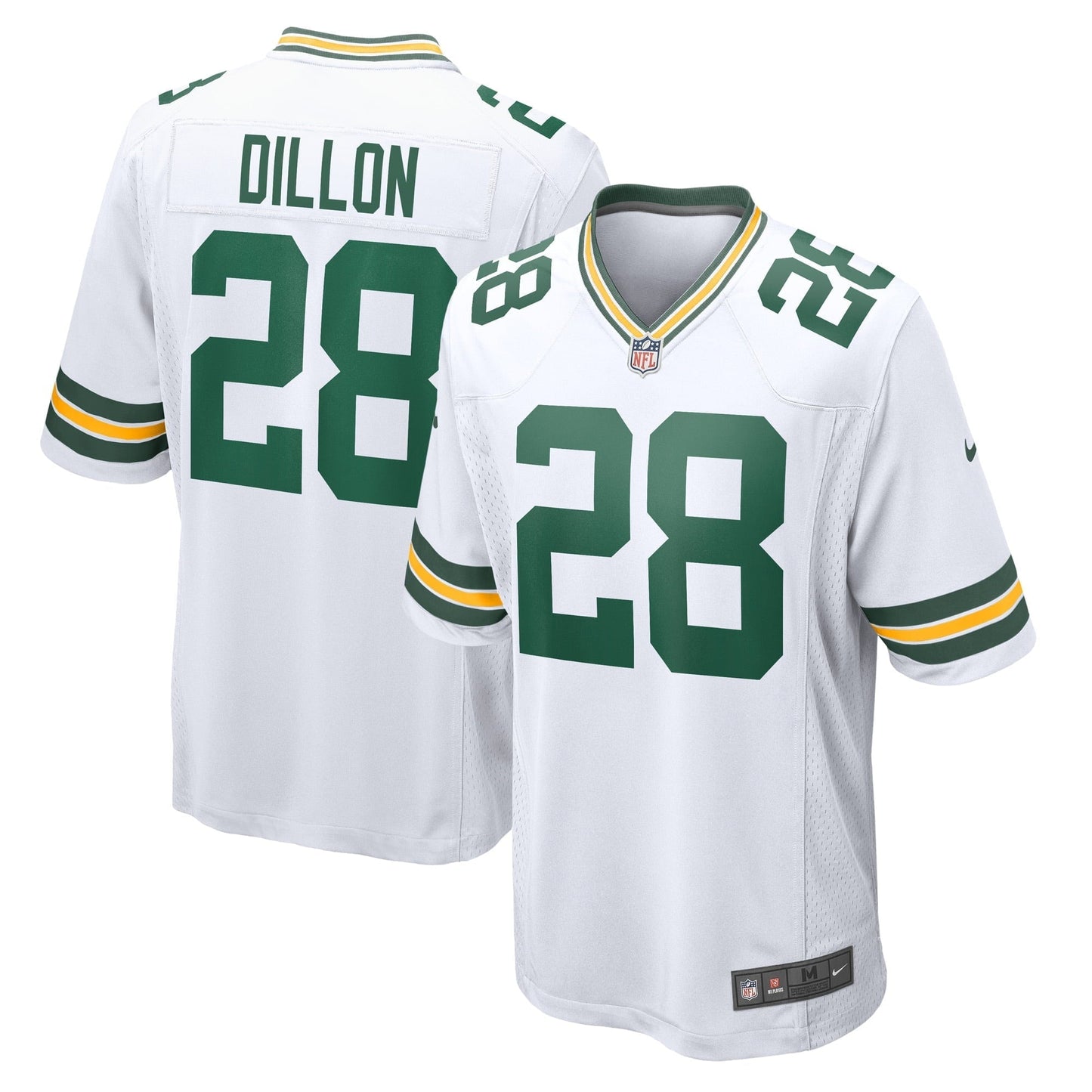 Men's Nike AJ Dillon White Green Bay Packers Game Player Jersey
