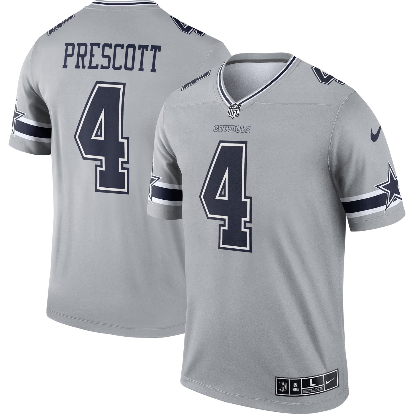 Dak Prescott Dallas Cowboys Nike Inverted Legend Jersey - Gray